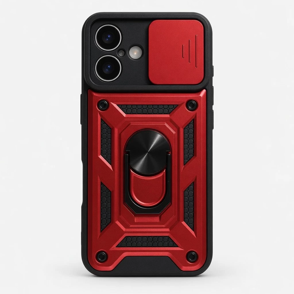 Carcasa Armor Para iPhone 16 Rojo Carcasa vista 2