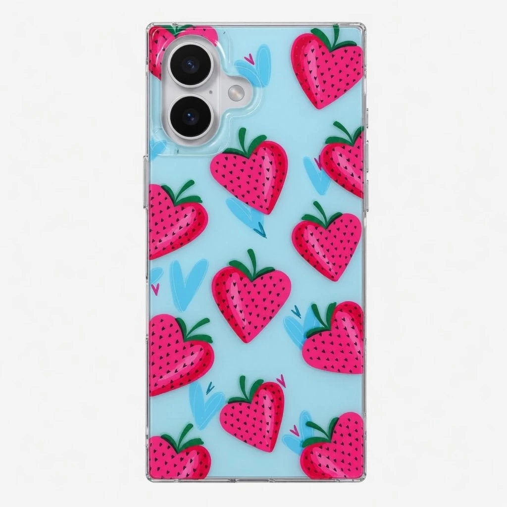 Carcasa TPU Square iPhone 16 Strawberry Love Carcasa vista 2