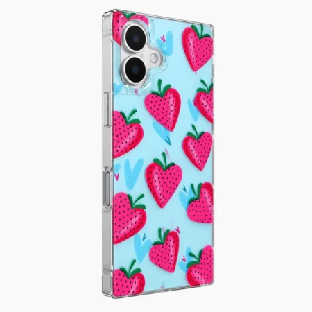 Carcasa TPU Square iPhone 16 Strawberry Love Carcasa