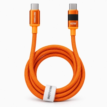Cable Trenzado Con Pantalla Digital 60W Tipo C Naranjo Cable