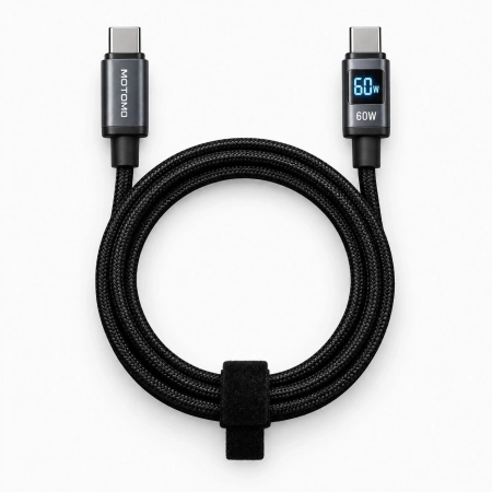 Cable Trenzado Con Pantalla Digital 60W Tipo C Negro Cable