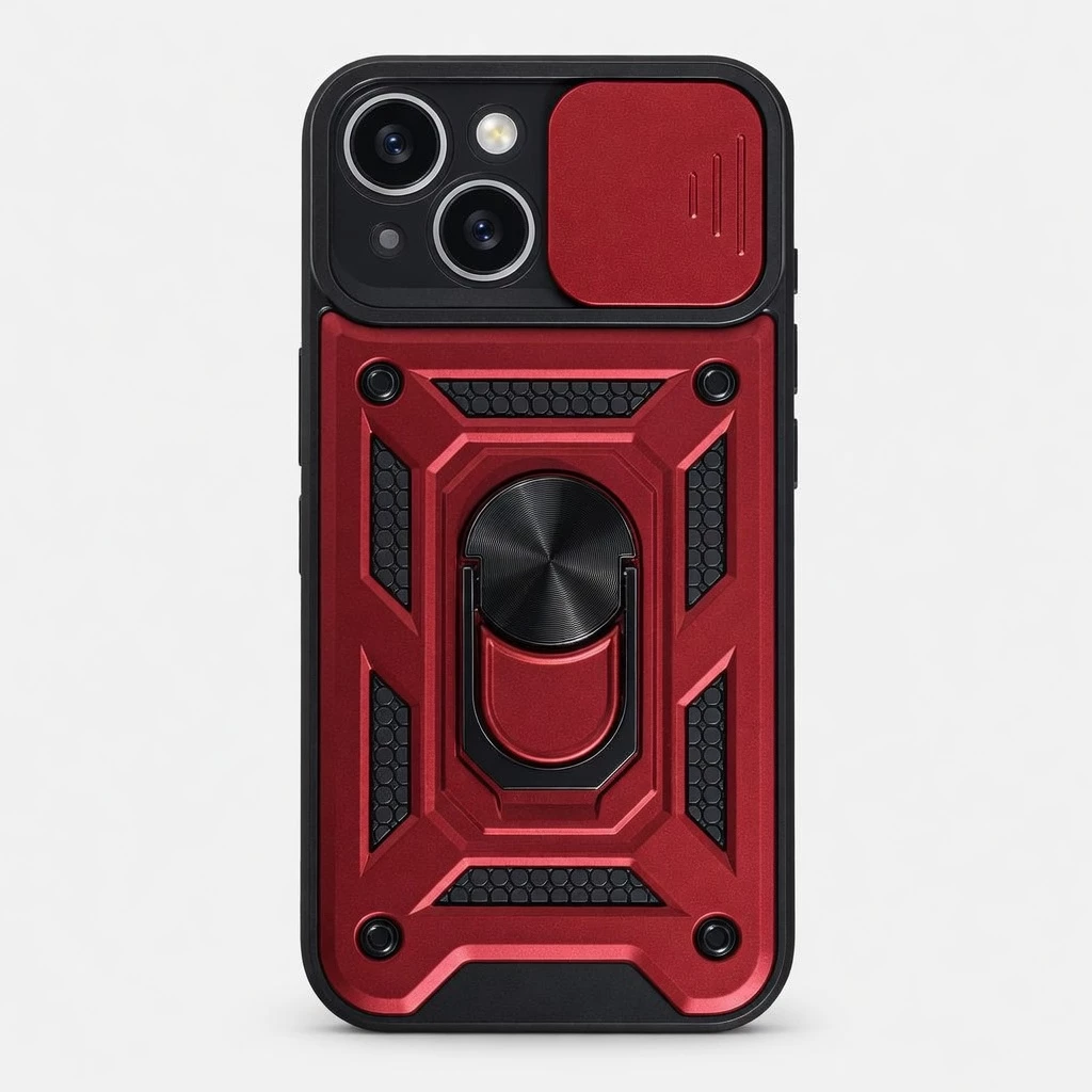 Carcasa Armor Para iPhone 15 Rojo Carcasa vista 2