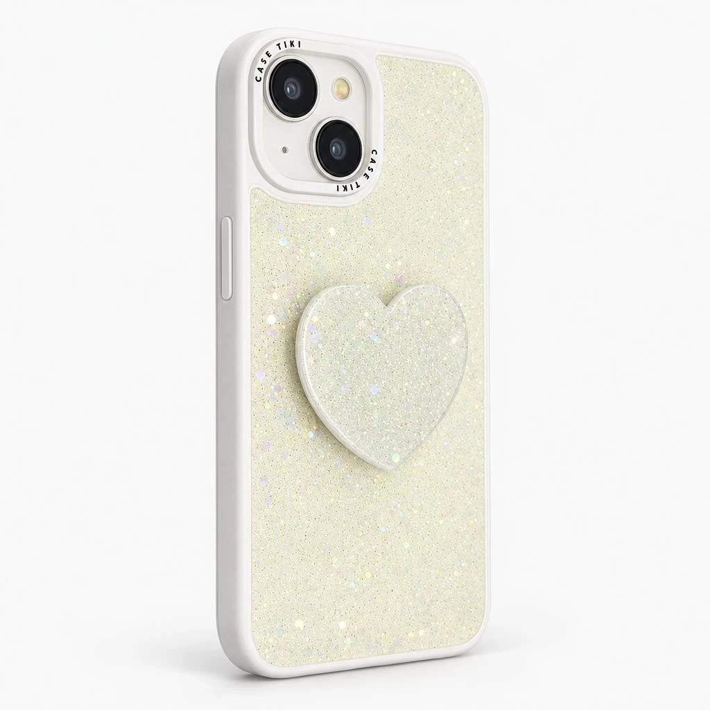 Carcasa Brillo Pop Socket iPhone 14 Blanco Carcasa vista 2