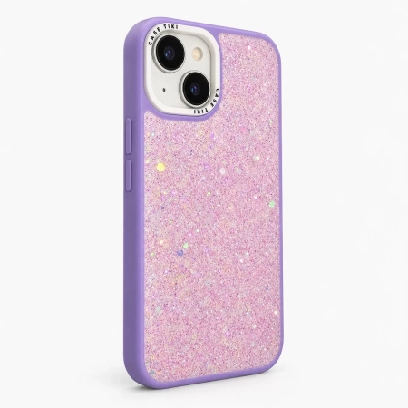Carcasa Brillo Pop Socket iPhone 14 Lila Carcasa
