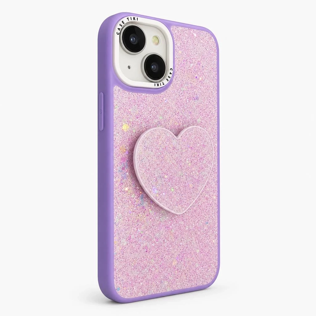 Carcasa Brillo Pop Socket iPhone 14 Lila Carcasa vista 2