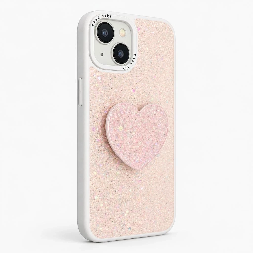 Carcasa Brillo Pop Socket iPhone 14 Rosado Carcasa vista 2