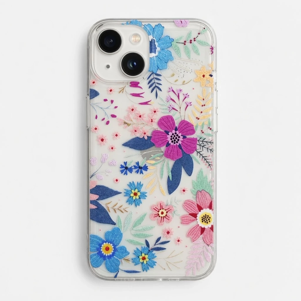 Carcasa Flores Celeste Para iPhone 13 / 14 Carcasa vista 2