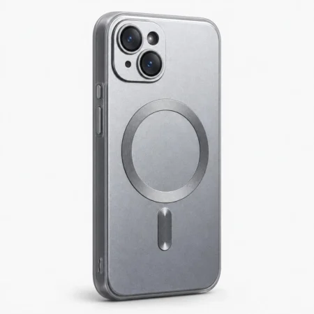 Carcasa MagSafe Metallic iPhone 15 Plateado Carcasa