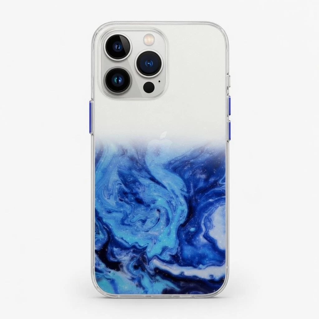 Carcasa Silicona Glitter iPhone 13 Pro Azul Carcasa vista 2
