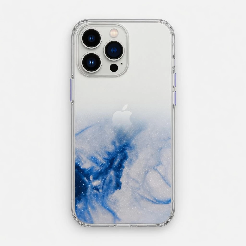 Carcasa Silicona Glitter iPhone 13 Pro Celeste Carcasa vista 2