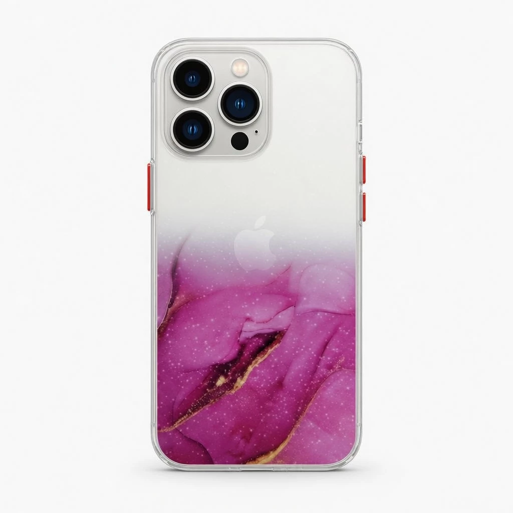 Carcasa Silicona Glitter iPhone 13 Pro Fucsia Carcasa vista 2