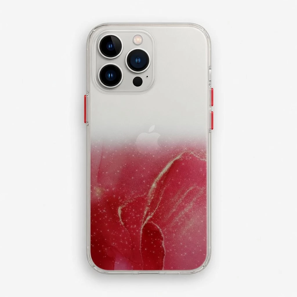 Carcasa Silicona Glitter iPhone 13 Pro Rojo Carcasa vista 2