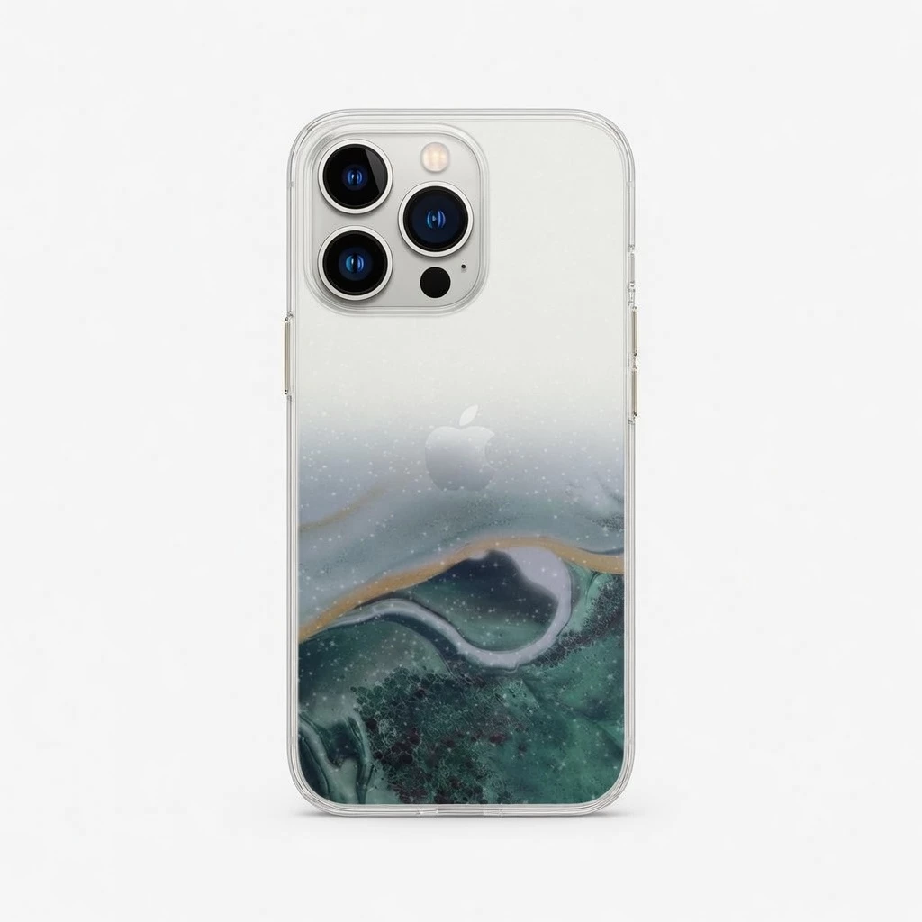 Carcasa Silicona Glitter iPhone 13 Pro Verde Carcasa vista 2