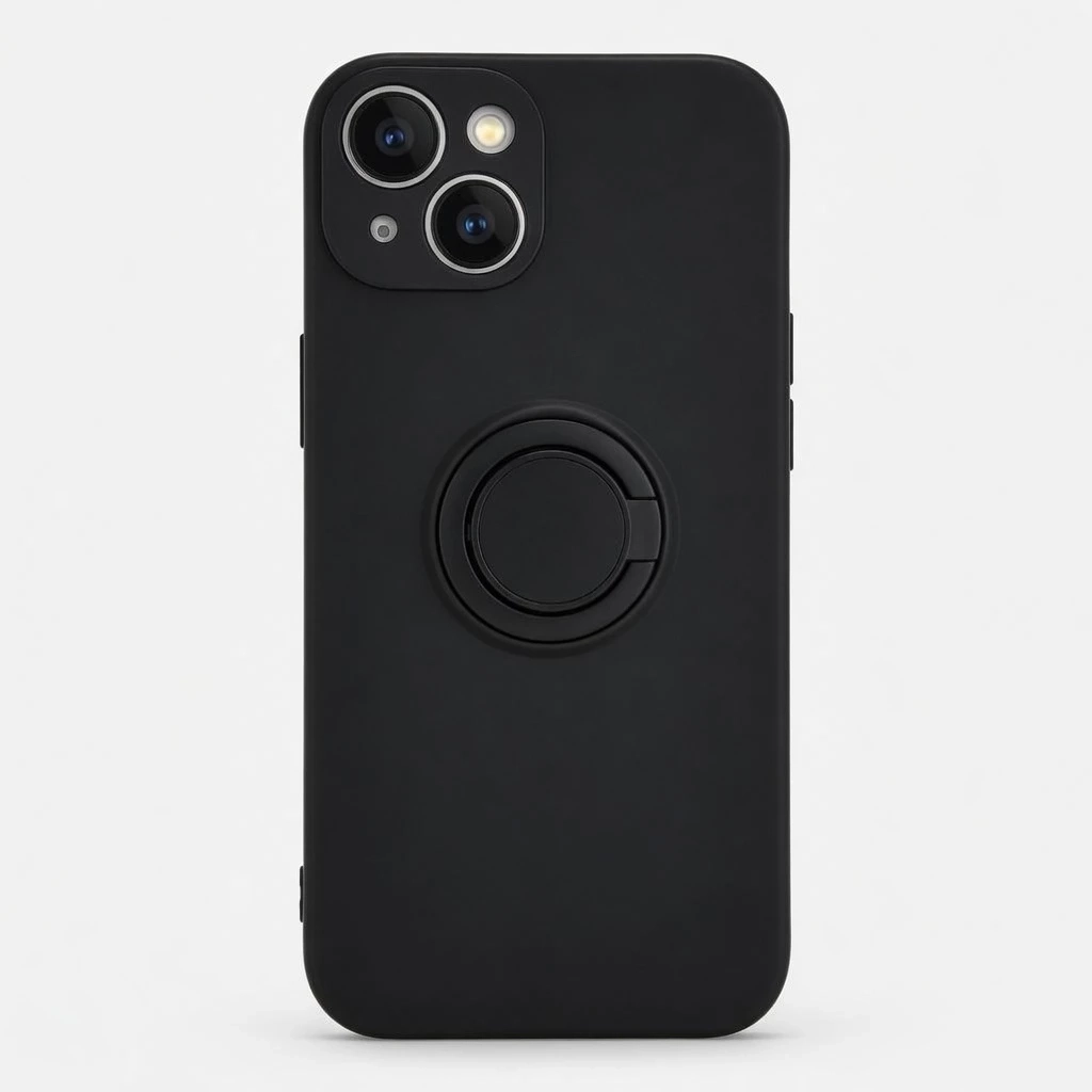 Carcasa Silicona Ring /Soporte para iPhone 13 / 14 Negro Carcasa vista 2
