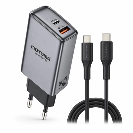 Cargador 2 Puertos GaN 45W con Cable Tipo C Cargador